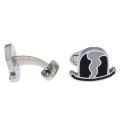 Burberry Black & White Enamel Silver Tone Cufflinks