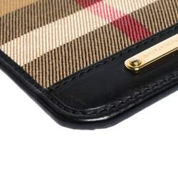 Burberry Balck/Beige House Check Canvas and Leather Phone Pouch