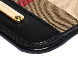 Burberry Balck/Beige House Check Canvas and Leather Phone Pouch