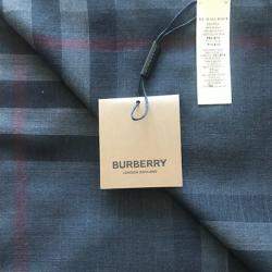 Pre Owned Burberry Charcoal Grey Lightweight Check Wool and Silk Scarf