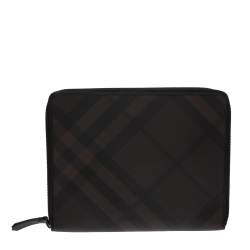 Burberry Brown Smoked Check Coated Canvas and Leather Tablet iPad 2 Case   