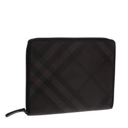 Burberry Brown Smoked Check Coated Canvas and Leather Tablet iPad 2 Case   