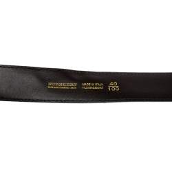 Pre Owned Burberry Beige Haymarket Check PVC Logo Plaque Belt 100CM