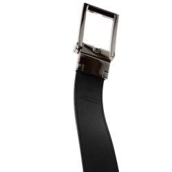 Pre Owned Burberry Orange/Black Leather Reversible Buckle Belt 100CM