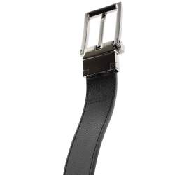 Pre Owned Burberry Orange/Black Leather Reversible Buckle Belt 100CM