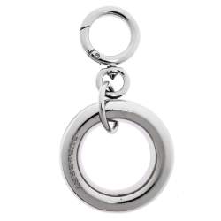 Burberry Palladium Plated Leather Detail Grommet Key Charm