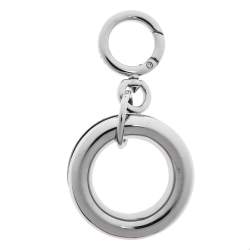 Burberry Palladium Plated Leather Detail Grommet Key Charm