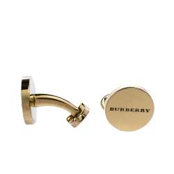 Burberry Logo Engraved Gold Tone Round Cufflinks Burberry | TLC