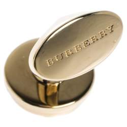 Burberry Check Engraved Gold Tone Round Cufflinks