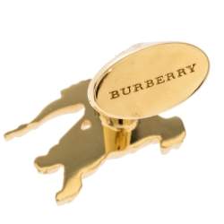 مملوكة مسبقًا Burberry Gold Tone Equestrian Knight Cufflinks