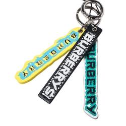 Burberry Multicolor Leather Script Collage Key Charm