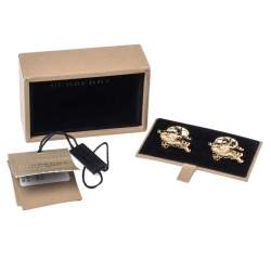 Burberry Equestrian Knight Gold Tone Cufflinks 
