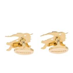 Burberry Equestrian Knight Gold Tone Cufflinks