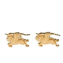 Burberry Equestrian Knight Gold Tone Cufflinks