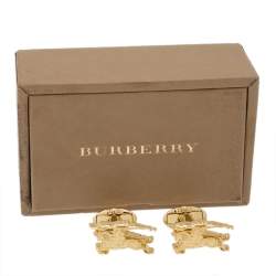  Burberry Equestrian Knight Gold Tone Cufflinks 