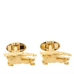  Burberry Equestrian Knight Gold Tone Cufflinks 