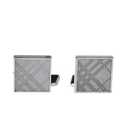 Burberry Silver Tone House Check Square Cufflinks