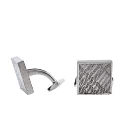 Burberry Silver Tone House Check Square Cufflinks