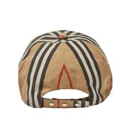 Pre Owned Burberry Beige Striped Cotton Baseball Cap L