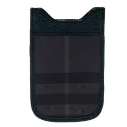 Burberry Green/Grey Check Canvas and Leather Phone Pouch