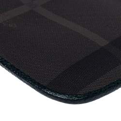 Burberry Green/Grey Check Canvas and Leather Phone Pouch