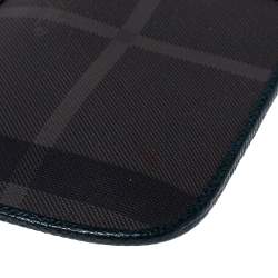Burberry Green/Grey Check Canvas and Leather Phone Pouch