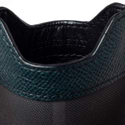 Burberry Green/Grey Check Canvas and Leather Phone Pouch
