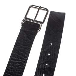 Burberry Black Check Embossed Leather Belt 105CM