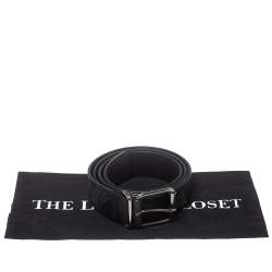 Burberry Black Check Embossed Leather Belt 105CM