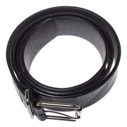 Burberry Black Check Embossed Leather Belt 105CM