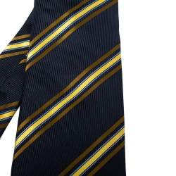 Pre Owned Burberry Vintage Navy Blue Striped Silk Tie