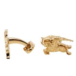 مملوكة مسبقًا Burberry Gold Tone Equestrian Knight Cufflinks