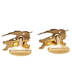 مملوكة مسبقًا Burberry Gold Tone Equestrian Knight Cufflinks