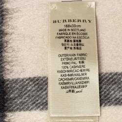 Pre Owned Burberry Beige Classic Checkered Cashmere Fringed Stole