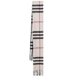 Pre Owned Burberry Beige Classic Checkered Cashmere Fringed Stole