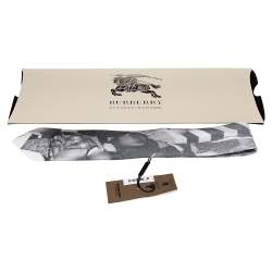 Burberry Grey Rave Print Classic Cut Silk Tie