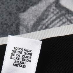 Pre Owned Burberry Grey Rave Print Classic Cut Silk Tie