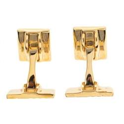 Burberry Gold Tone Check Patterned Cufflinks