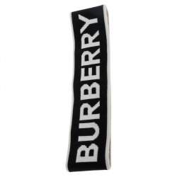 Pre Owned Burberry Monochrome Logo Intarsia Knit Wool Headband