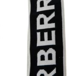 Pre Owned Burberry Monochrome Logo Intarsia Knit Wool Headband