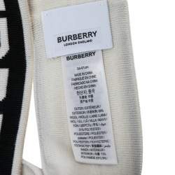 Pre Owned Burberry Monochrome Logo Intarsia Knit Wool Headband