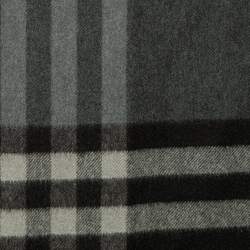 Burberry Charcoal Grey Checkered Cashmere Fringed Scarf