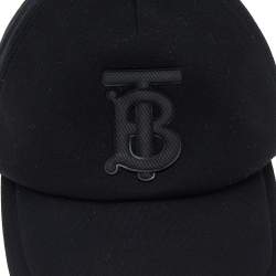 Burberry Black TB Monogram Detail Modal And Leather Trucker Cap M