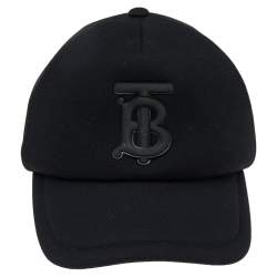 Burberry Black TB Monogram Detail Modal And Leather Trucker Cap M