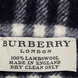 Burberry Black Castleford Check Lambwool Scarf