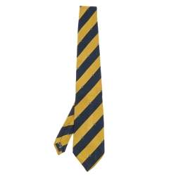 Pre Owned Burberry Two Tone Diagonal Striped Silk Tie