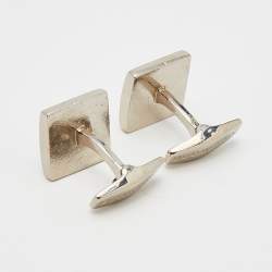 Burberry Silver Tone House Check Square Cufflinks