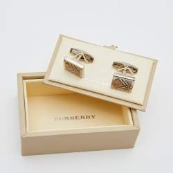 Burberry Silver Tone House Check Square Cufflinks