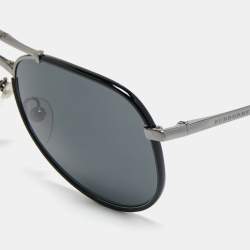 Pre Owned Burberry Gunmetal Tone/Dark Grey B 3091-J Folding Pilot Sunglasses