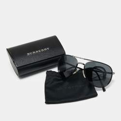 Pre Owned Burberry Gunmetal Tone/Dark Grey B 3091-J Folding Pilot Sunglasses